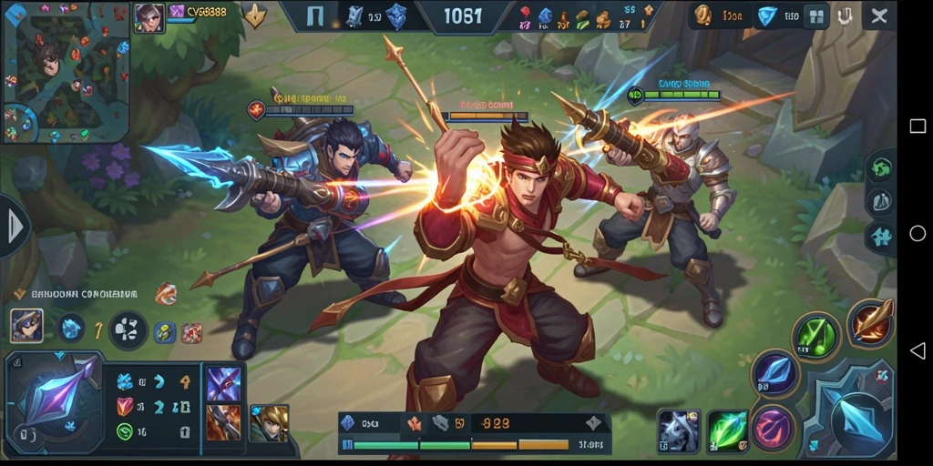 Tangkapan layar menampilkan aksi MOBA yang mendebarkan dan karakter yang menawan.