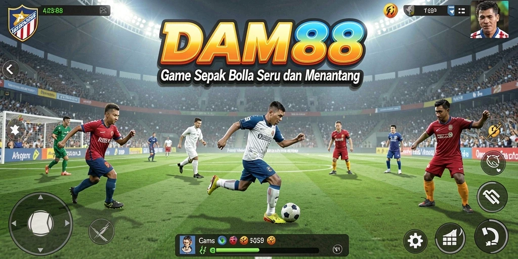Tampilan menarik dari gameplay sepak bola yang mendebarkan.