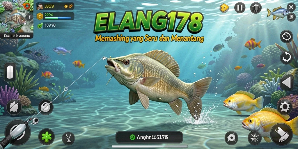 Tampilan gameplay ELANG178 yang menampilkan keseruan memancing.