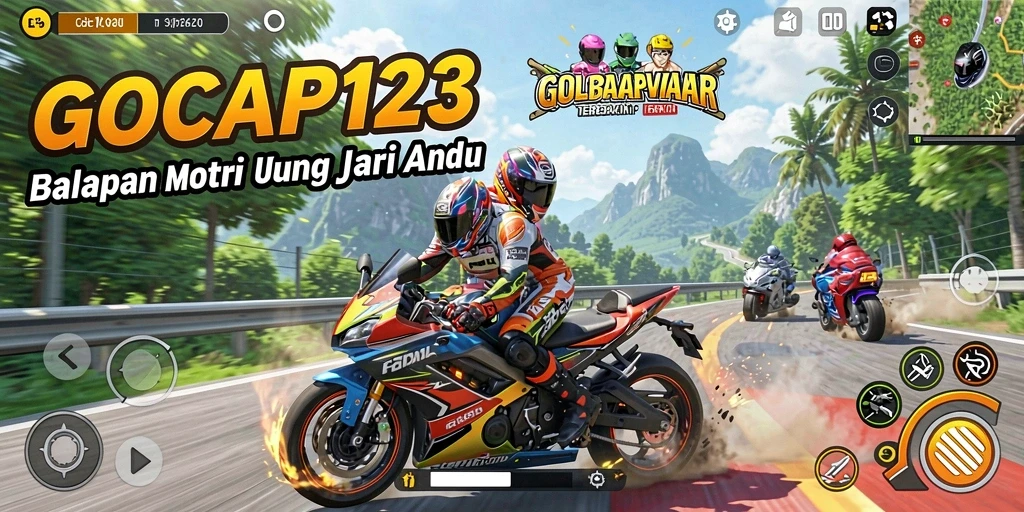 Tampilan gameplay GOCAP123 yang menarik dan mendebarkan dalam balapan motor.