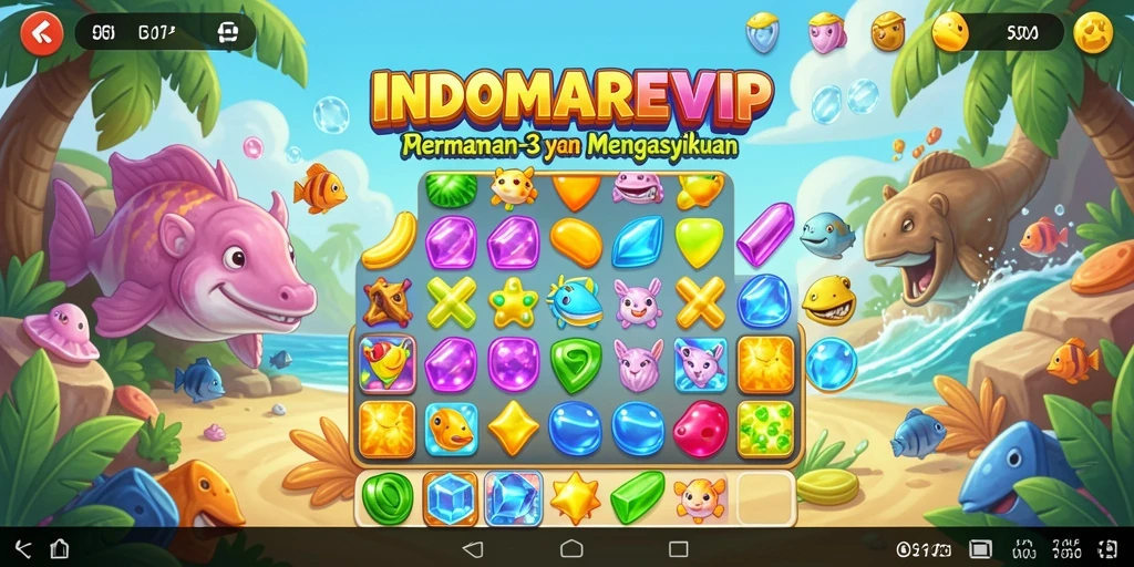 Screenshot gameplay INDOMAREVIP menampilkan aksi seru mencocokkan item.