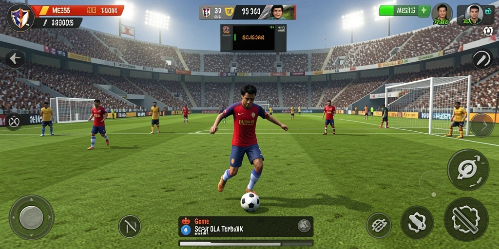 Tampilan gameplay ME355 dengan aksi sepak bola yang seru.