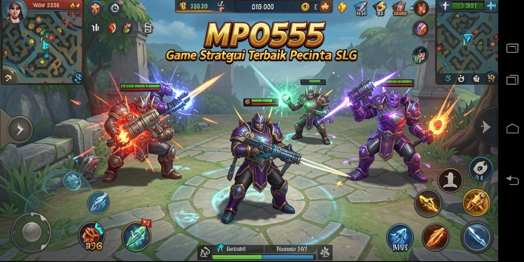 Tangkapan layar gameplay MPO555 yang menampilkan pertempuran strategis yang intens.