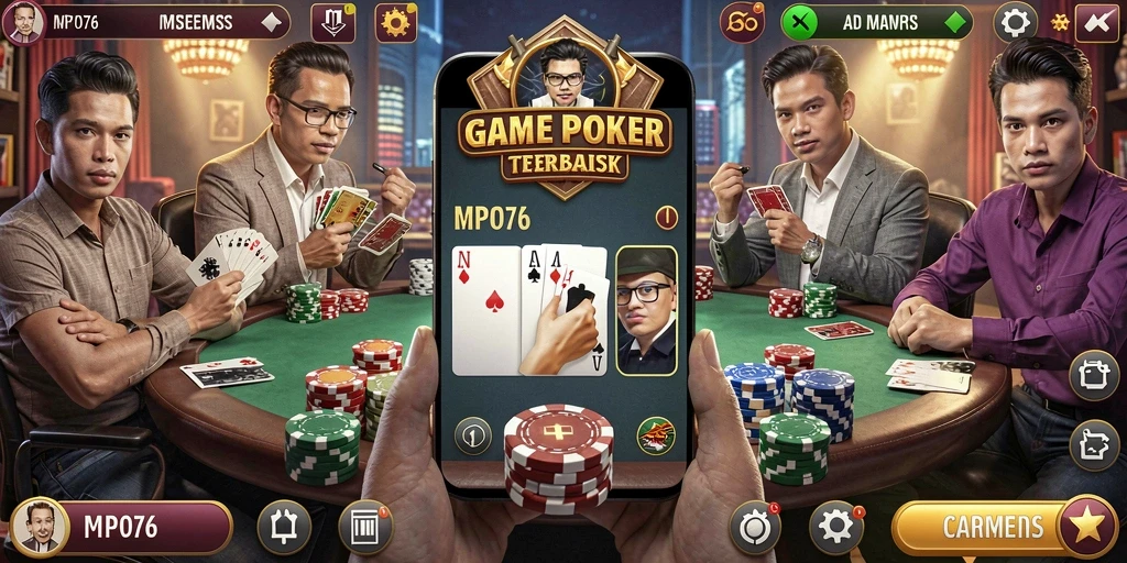 Screenshot MPO76 yang menampilkan permainan Poker yang mendebarkan.