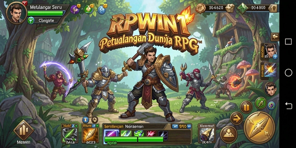 Tampilan gameplay seru dalam RPWIN1 dengan aksi pertarungan yang mendebarkan.